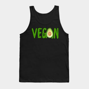 Vegan written with grass and an avocado Tank Top